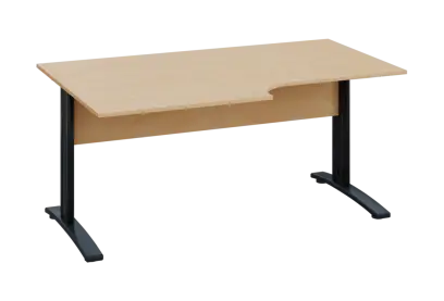 ERK 18 - 168 stůl kancelářský, rohový, levý, kovová podnož černá, deska 18 mm, široký 1600 mm, bříza irská